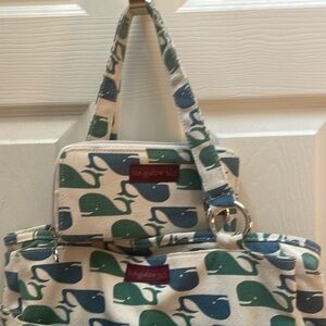 Bungalow 360 Zip Around Wallet and Pocket Bag in Classic Whales Pattern